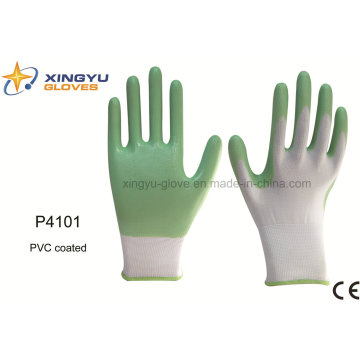 Gant de travail en sécurité PVC recouvert de polyester (P4101)